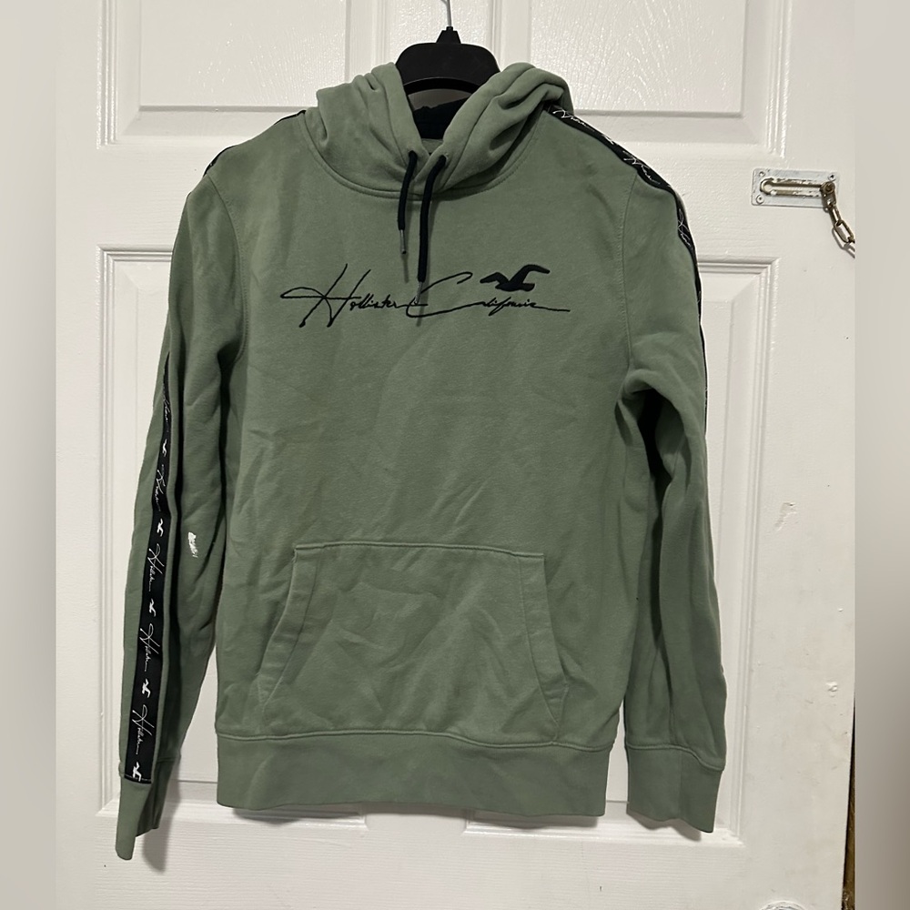 Hollister Green Hoodie with Black Accents